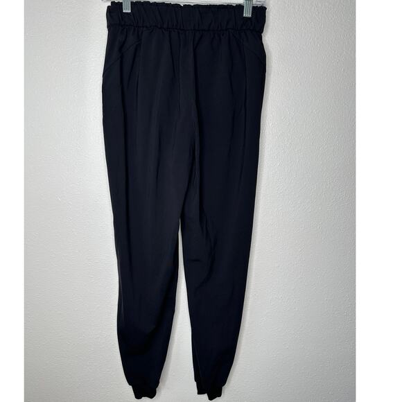 Lululemon Black Stretch High Rise Jogger Drawstring Waist Banded Hem 6 - Picture 6 of 13